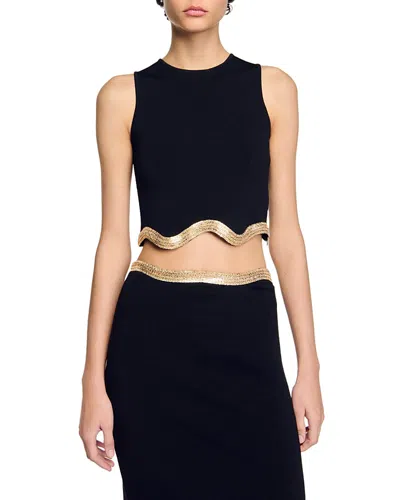 SANDRO CROPPED JUMPER WITH CHAIN DETAIL