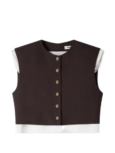 Sandro Andrews 2 In 1 Wool Blend Crop Top In Multi