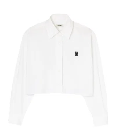 Sandro Kim Cotton Crop Button-up Shirt In White