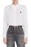 Sandro Monogram-embroidered Cotton Shirt In White
