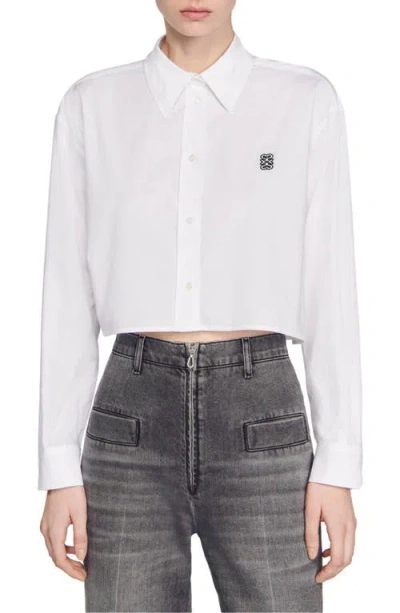 SANDRO SANDRO CROPPED POPLIN SHIRT