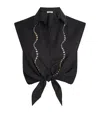 Sandro Tel Embellished Cropped Shirt In Black