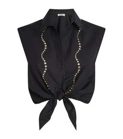 SANDRO CROPPED RHINESTONE SHIRT