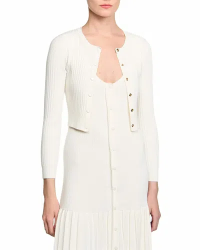 Sandro Cropped Rib Knit Cardigan In Neutral