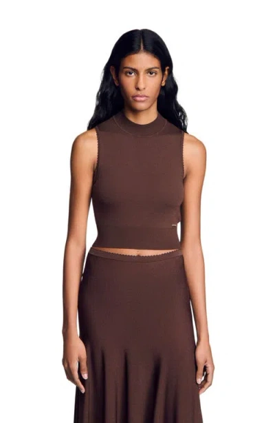 SANDRO SANDRO CROPPED SHEER EFFECT SWEATER