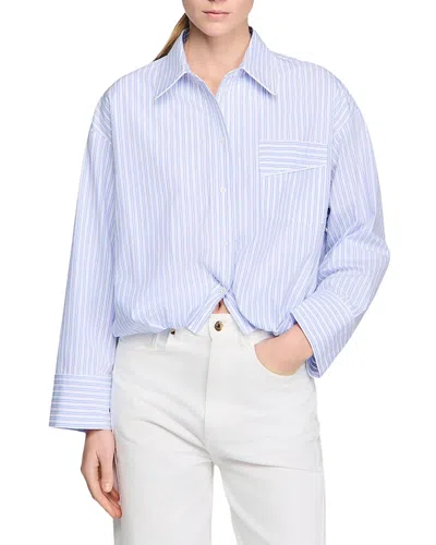 Sandro Cropped Shirt In Blue