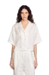 Sandro Jacquard Cropped Shirt In White
