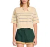 Sandro Sympathique Striped Polo Sweater In Ecru