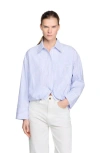 Sandro Cropped Striped Shirt In Blue