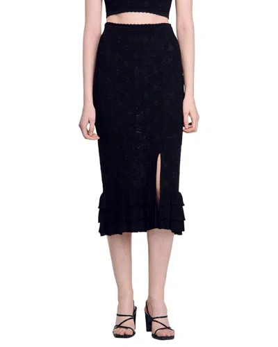 Sandro Cropped Sweater In Black