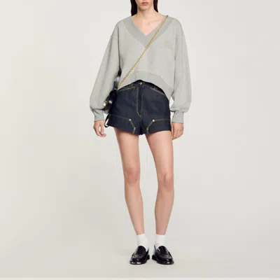 Sandro Cropped Sweatshirt In Grey
