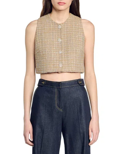 Sandro Cropped Top In Neutral