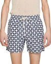 SANDRO MEN'S SQUARE PRINT DRAWSTRING SWIM SHORTS