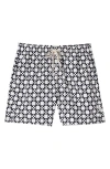 Sandro Cross Swim Trunks In Ecru Navy