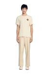 Sandro Mens Naturels Cross Patch Round-neck Cotton T-shirt Xs In Oats