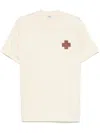 Sandro Mens Naturels Cross Patch Round-neck Cotton T-shirt Xs In Yellow