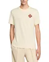 Sandro Mens Naturels Cross Patch Round-neck Cotton T-shirt Xs In Oats