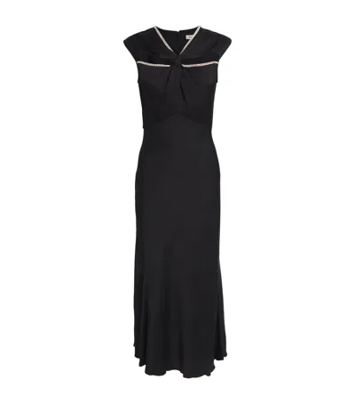 Sandro Crystal-embellished Midi Dress In Black
