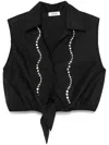 Sandro Tel Embellished Cropped Shirt In Black