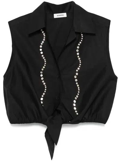 SANDRO CRYSTAL-EMBELLISHED TOP