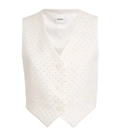 Sandro Crystal-embellished Waistcoat In Sand