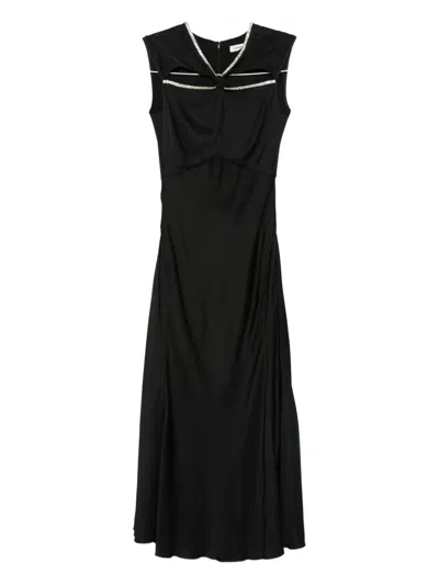 Sandro Crystal-embellishment Maxi Dress In Black