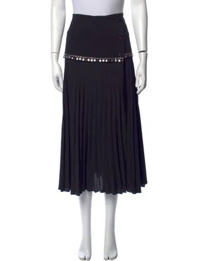 Pre-owned Sandro Crystal Embellishments Midi Length Skirt In Black