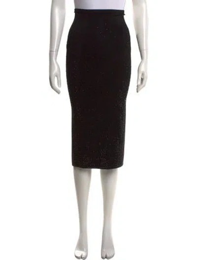 Pre-owned Sandro Crystal Embellishments Midi Length Skirt In Black