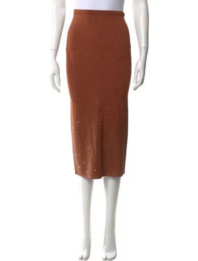Pre-owned Sandro Crystal Embellishments Midi Length Skirt In Brown