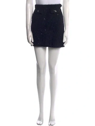 Pre-owned Sandro Crystal Embellishments Mini Skirt In Black