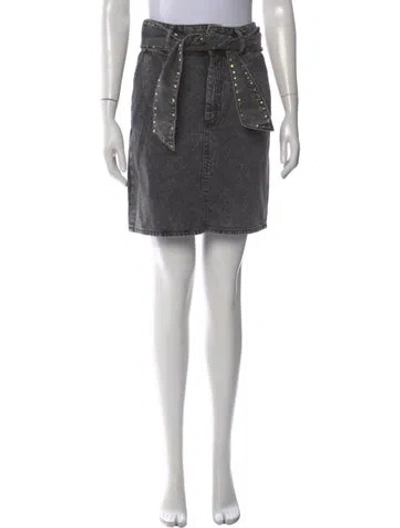 Pre-owned Sandro Crystal Embellishments Mini Skirt In Gray