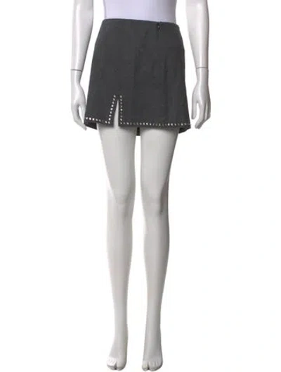 Pre-owned Sandro Crystal Embellishments Mini Skirt In Gray
