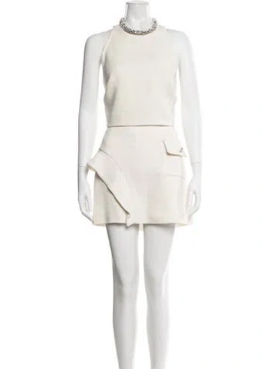 Pre-owned Sandro Crystal Embellishments Skirt Set In White