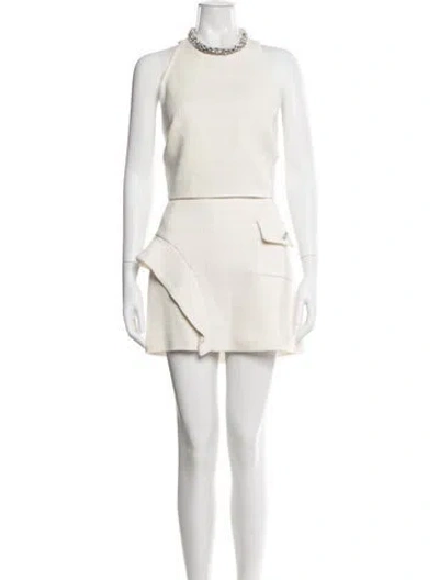 Pre-owned Sandro Crystal Embellishments Skirt Set In White