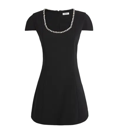 Sandro Crystal-neck Mini Dress In Black
