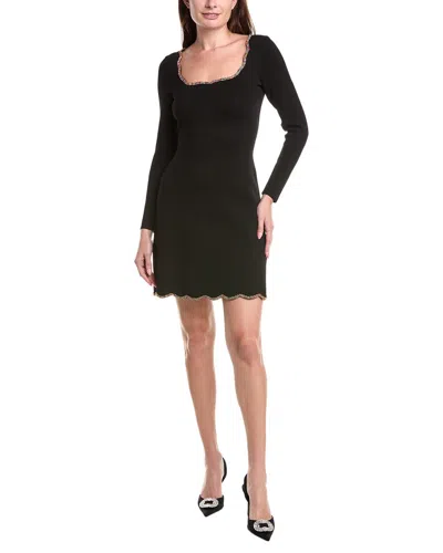 Sandro Crystal Trim Mini Dress In Black