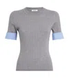 Sandro Cuffed Knitted Top In Gray