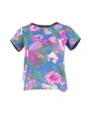 Sandro Cut-out T-shirt In Floral Print Polyester In Multi