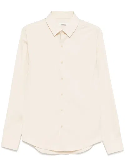 Sandro Jacquard Square Cross Loose Fit Shirt In Neutral