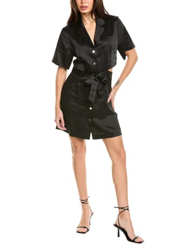 SANDRO CUTOUT LINEN-BLEND MINI DRESS