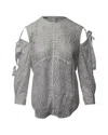 Sandro Cutout Shoulder Lace Blouse In White Cotton In White