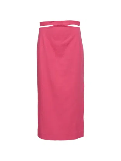 Pre-owned Sandro Cutout Slit Skirt In Pink