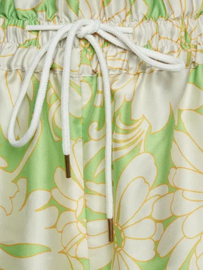 Pre-owned Sandro Daisy-print Shorts In Green