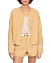 Sandro Denim Jacket In Nude