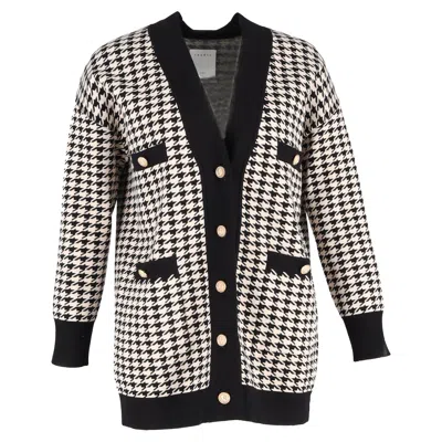 Sandro Dane Houndstooth Cardigan In Black Viscose In Multi