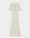 Sandro Danielle Striped Knit Maxi Shirtdress In Ecru
