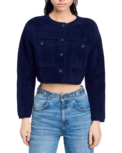 Sandro Dario Cardigan In Navy Blue