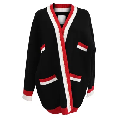 Sandro Dave Pearl-embellished Cardigan In Black Viscose