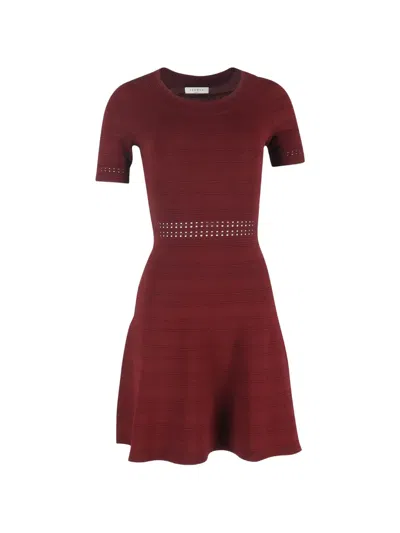 Pre-owned Sandro Dean Ribbed Knit Dress In Red