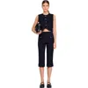 Sandro Decorative Buttoned Crop Top In Animal Print